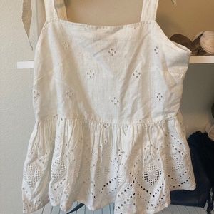 Madewell Rosalie tie strap top in Geo eyelet